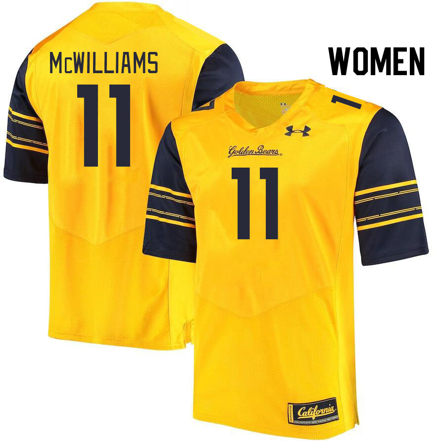 Women #11 Tyson McWilliams California Golden Bears College Football Jerseys Stitched Sale-Gold